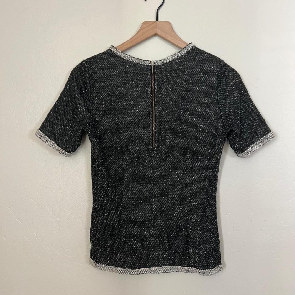 Cabi‎ Coco Shell Sparkle Tweed Knit Short Sleeve Top Size S Zipper Back - Picture 4 of 6